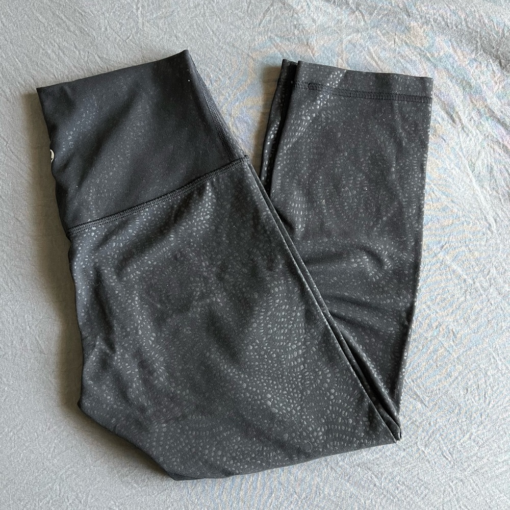 Lululemon Black Leggings with Subtle Dot Pattern